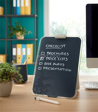 Üvegtábla, törölhető, asztali, A4, LEITZ "Cosy", bársonyszürke