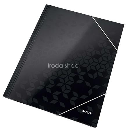 Gumis mappa, 15 mm, karton, A4, LEITZ "Wow", fekete