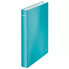   Gyűrűs könyv, 2 gyűrű, D alakú, 40 mm, A4 Maxi, karton, LEITZ "Wow", jégkék