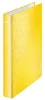 Gyűrűs könyv, 4 gyűrű, D alakú, 40 mm, A4 Maxi, karton, LEITZ "Wow", sárga