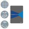 Spirálfüzet, A5, kockás, 90 lap, laminált karton borító, LEITZ "Office", szürke-kék