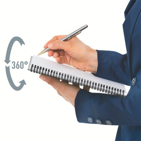 Spirálfüzet, A5, kockás, 90 lap, laminált karton borító, LEITZ "Office", szürke