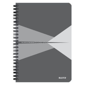   Spirálfüzet, A5, vonalas, 90 lap, laminált karton borító, LEITZ "Office", szürke