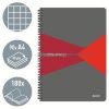Spirálfüzet, A4, kockás, 90 lap, PP borító, LEITZ "Office", szürke-piros