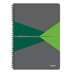   Spirálfüzet, A4, vonalas, 90 lap, PP borító, LEITZ "Office", szürke-zöld