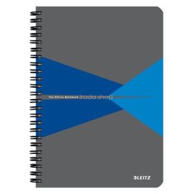   Spirálfüzet, A5, kockás, 90 lap, PP borító, LEITZ "Office", szürke-kék