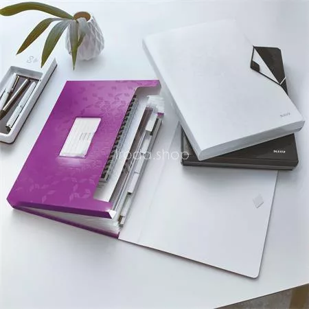 Harmonikamappa, A4, PP, 6 rekeszes, LEITZ "Wow", lila