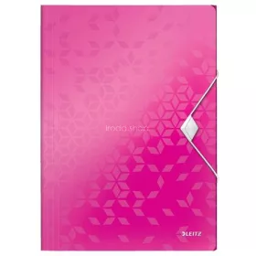 Gumis mappa, PP, A4, LEITZ "Wow", rózsaszín