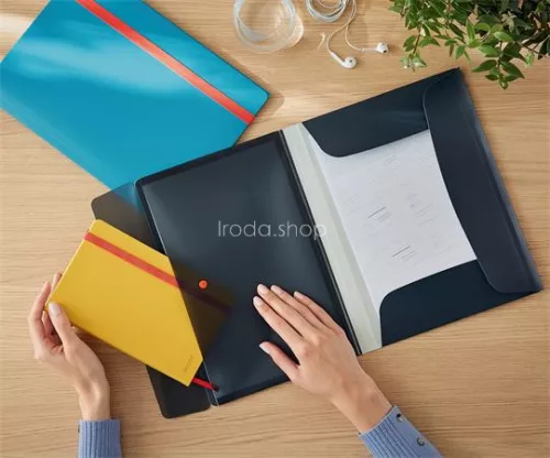 Gumis mappa, extra tasakkal, PP, A4, LEITZ "Cosy", bársonyszürke