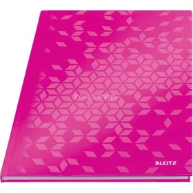   Beíró, A4, kockás, 80 lap, keményfedeles, LEITZ "Wow", rózsaszín