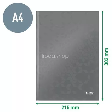 Beíró, A4, kockás, 80 lap, keményfedeles, LEITZ "Wow", fekete