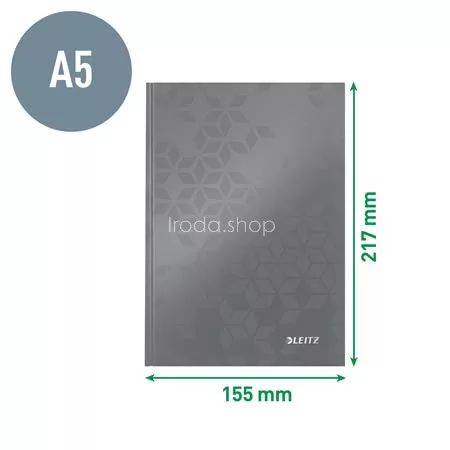 Beíró, A5, kockás, 80 lap, keményfedeles, LEITZ "Wow", kék