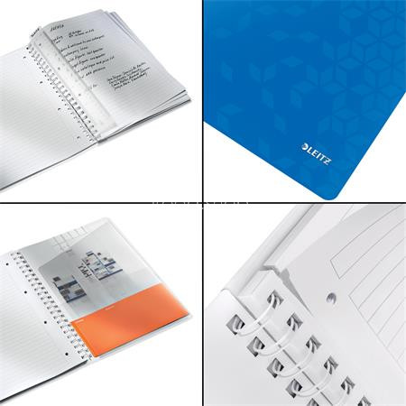 Spirálfüzet, A4, vonalas, 80 lap, LEITZ "Wow", kék