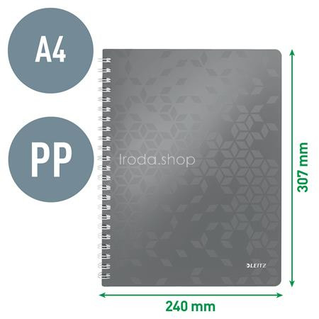 Spirálfüzet, A4, kockás, 80 lap, LEITZ "Wow", rózsaszín