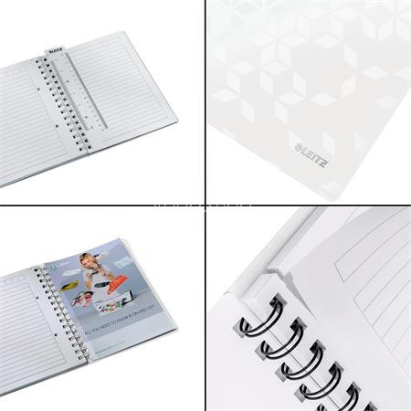 Spirálfüzet, A5, vonalas, 80 lap, LEITZ "Wow", fehér