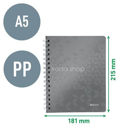Spirálfüzet, A5, vonalas, 80 lap, LEITZ "Wow", zöld