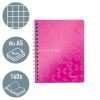 Spirálfüzet, A5, kockás, 80 lap, LEITZ "Wow", rózsaszín