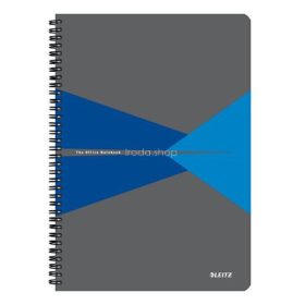   Spirálfüzet, A4, vonalas, 90 lap, laminált karton borító, LEITZ "Office", szürke-kék