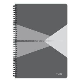   Spirálfüzet, A4, vonalas, 90 lap, laminált karton borító, LEITZ "Office", szürke