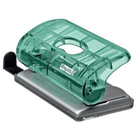   Lyukasztó, mini, kétlyukú, 10 lap, RAPID, "Colour'Breeze", zöld