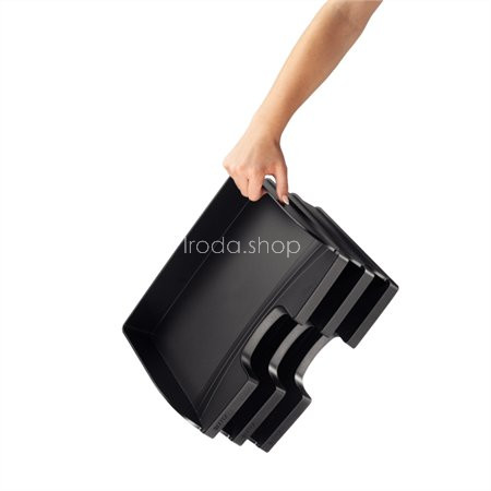 Irattálca, műanyag, oldalt nyitott, LEITZ "Plus", fekete