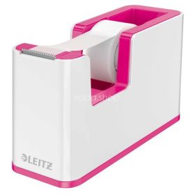   Ragasztószalag-adagoló, asztali, feltöltött, LEITZ "Wow", fehér-rózsaszín