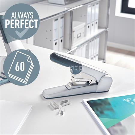 Tűzőgép, nagyteljesítményű, 25/10, 60 lap, LEITZ "5552", ezüst