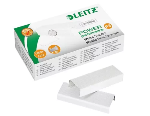 Tűzőkapocs, 24/6, LEITZ "P3", fehér