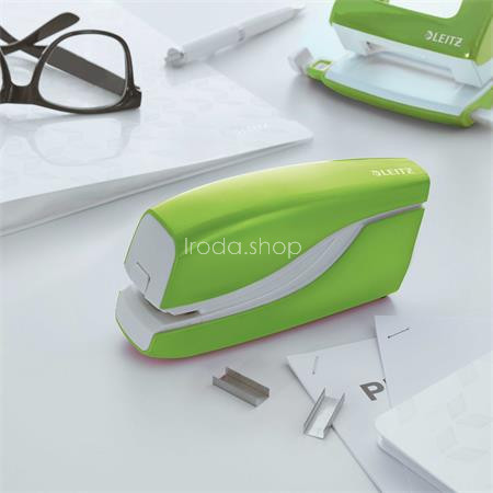 Tűzőgép, elektromos, No.10, 10 lap, LEITZ "Wow", zöld