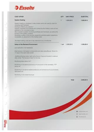 Genotherm, lefűzhető, A4, 55 mikron, víztiszta felület, ESSELTE "Luxus"