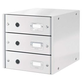   Irattároló, laminált karton, 3 fiókos, LEITZ "Click&Store", fehér