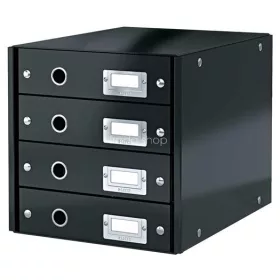   Irattároló, laminált karton, 4 fiókos, LEITZ "Click&Store", fekete
