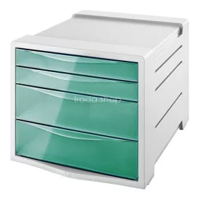   Irattároló, műanyag, 4 fiókos, ESSELTE "Colour'Breeze", áttetsző zöld