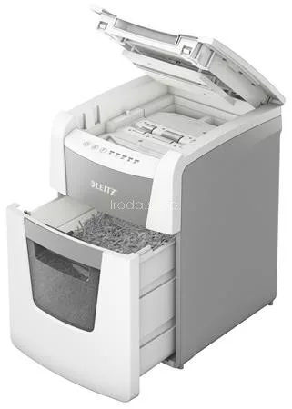 Iratmegsemmisítő, mikrokonfetti, 100 lap, LEITZ "IQ AutoFeed SmallOffice 100 P5 Pro"