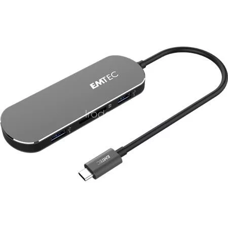USB elosztó-HUB, USB-C/USB 3.1/HDMI/SD kártya, EMTEC "T650C"
