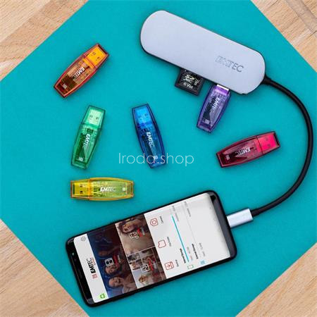 USB elosztó-HUB, USB-C/USB 3.1/HDMI/SD kártya, EMTEC "T650C"