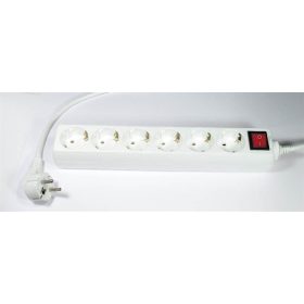   Elosztósor, 6 csatlakozóaljzat, 3 m kábelhosszúság, kapcsolóval