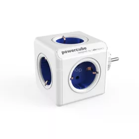   Elosztó, 5 aljzat, ALLOCACOC "PowerCube Original DE", fehér-kék