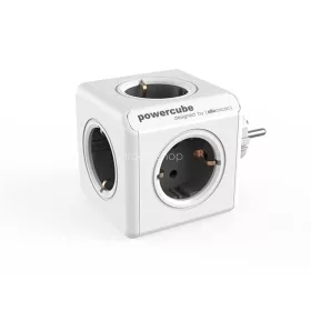   Elosztó, 5 aljzat, ALLOCACOC "PowerCube Original DE", fehér-szürke
