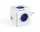 Elosztó, 4 aljzat, 2 USB csatlakozó, ALLOCACOC "PowerCube Original USB DE", fehér-kék