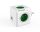 Elosztó, 4 aljzat, 2 USB csatlakozó, ALLOCACOC "PowerCube Original USB DE", fehér-zöld
