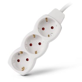 Elosztósor, 3 aljzat, 1,5 m, ENTAC, fehér