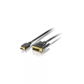 HDMI - DVI-D kábel, aranyozott, 2 m, EQUIP