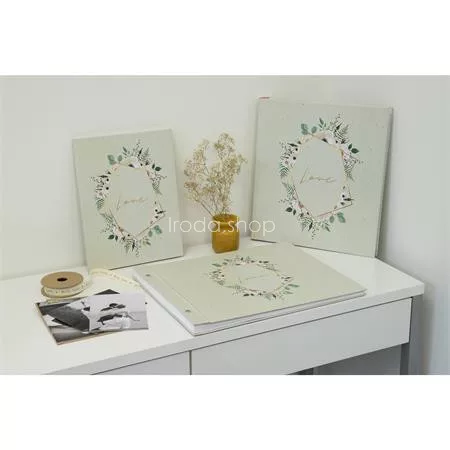 Fotóalbum, csavarozott gerincű, 29x32 cm, 30 lap, EXACOMPTA "CHAMPETRE", fehér