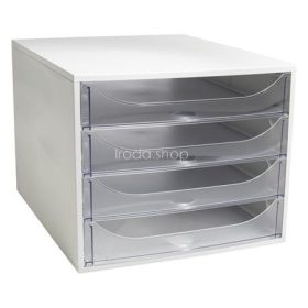   Irattároló, műanyag, 4 fiókos, EXACOMPTA "Ecobox Office", szürke-áttetsző