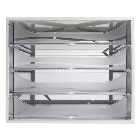 Irattároló, műanyag, 4 fiókos, EXACOMPTA "Ecobox Office", szürke-áttetsző