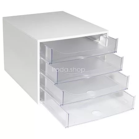 Irattároló, műanyag, 4 fiókos, EXACOMPTA "Ecobox Office", szürke-áttetsző