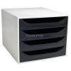 Irattároló, műanyag, 4 fiókos, EXACOMPTA "Ecobox Office", szürke-fekete