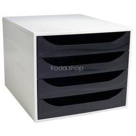   Irattároló, műanyag, 4 fiókos, EXACOMPTA "Ecobox Office", szürke-fekete