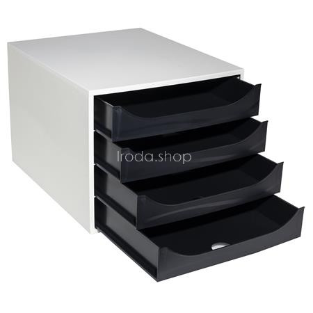 Irattároló, műanyag, 4 fiókos, EXACOMPTA "Ecobox Office", szürke-fekete